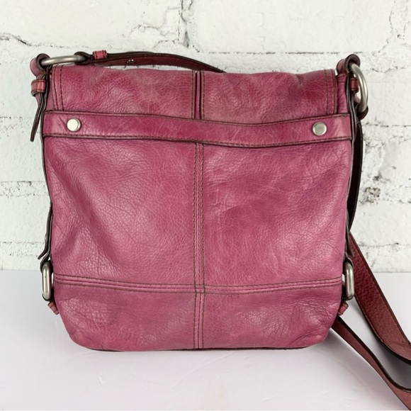 Fossil Maddox Purple Leather Flap Buckle Crossbody Purse - Picture 8 of 16